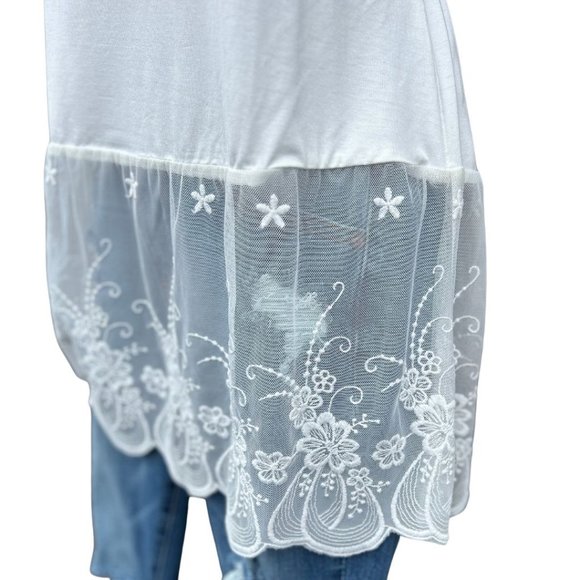 Off White Lace Tank Top Extender with Built in Shelf Bra TANK-EXT-WHITE - Picture 9 of 12